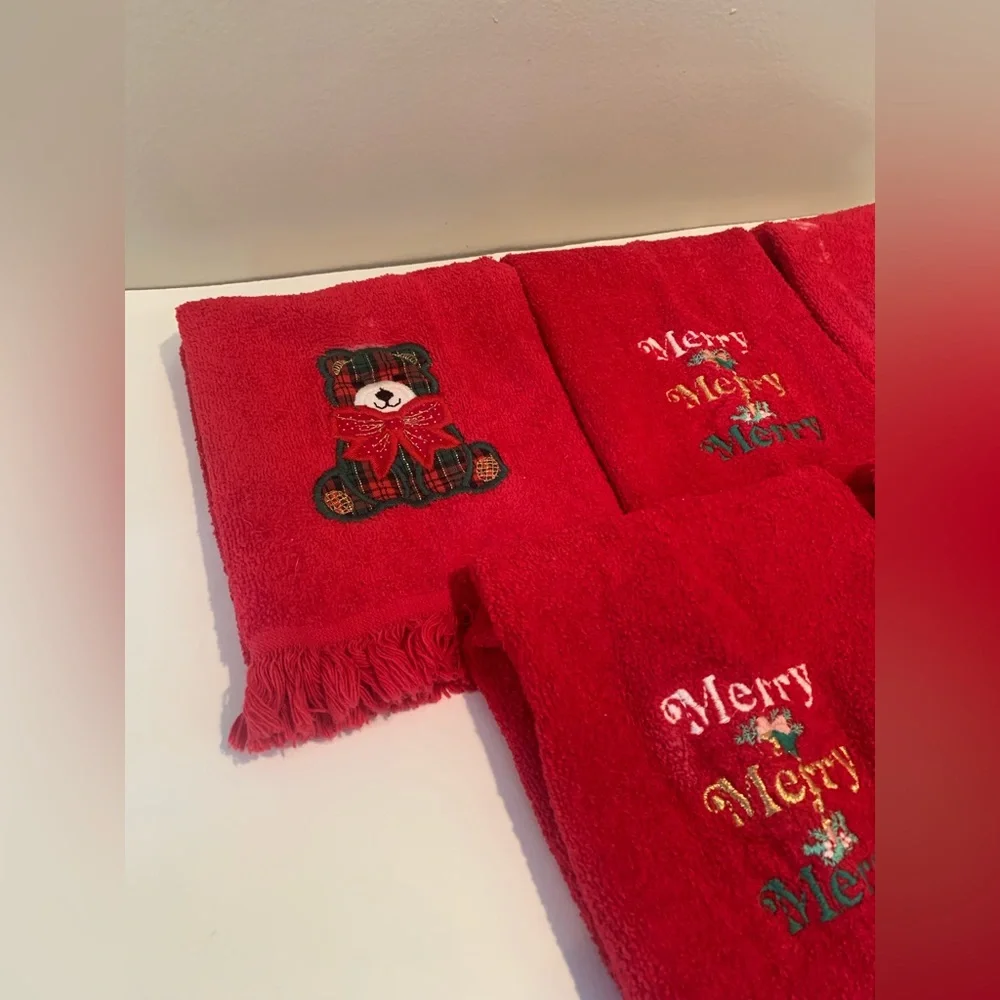 VTG Cannon Christmas Holiday Guest‎ Hand Towel Made In USA